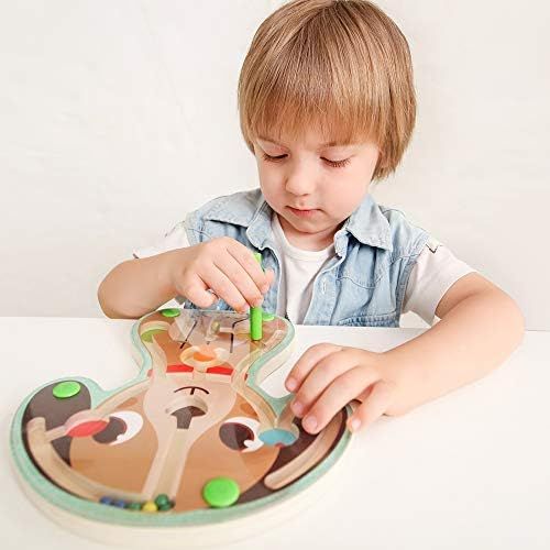  iwood Wooden Magnetic Maze Puzzle for Toddlers (Multicolored)