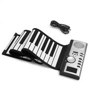 Ixaer ixaer Portable 61 Keys Flexible Roll-up Piano USB Electronic Keyboard with Full Soft Responsive Keys Built-in Speaker