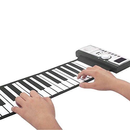  Ixaer ixaer Portable 61 Keys Flexible Roll-up Piano USB Electronic Keyboard with Full Soft Responsive Keys Built-in Speaker