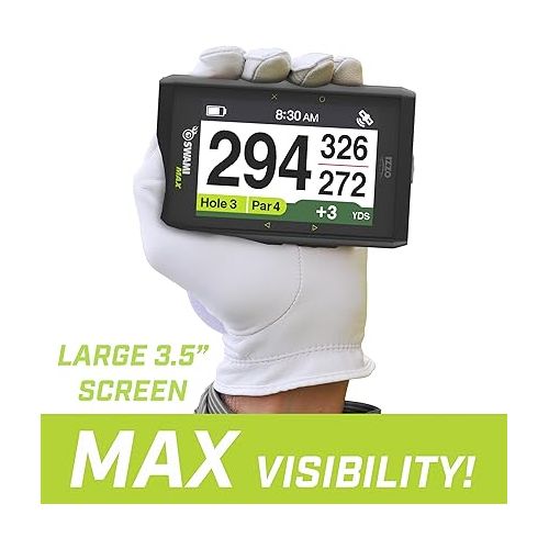  IZZO Golf Swami Max Handheld GPS Unit - Rangefinder Golf GPS with Oversized Large Color Screen for Measuring Golf Distances, Black