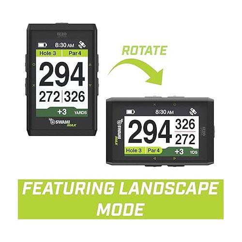  IZZO Golf Swami Max Handheld GPS Unit - Rangefinder Golf GPS with Oversized Large Color Screen for Measuring Golf Distances, Black