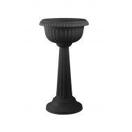 J&M Garden Urn Planter Entryway Decorative Pedestal Flower Pot in Black Color 31 H