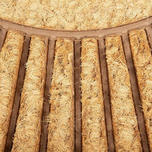  J&M Home Fashions Natural Coir PVC Non-Slip Doormat, 30x48, Heavy Duty Entry Way Shoes Scraper Patio Rug Dirt Debris Mud Trapper Waterproof-Sunburst Half Round