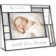 [아마존베스트]J Devlin Glass Art Personalized Baby Picture Frame Grey and Yellow Engraved Glass 4x6 Horizontal Photo Nursery Decor Newborn Gift for Girl or boy J Devlin Pic 392-46H EP530