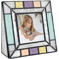 [아마존베스트]J Devlin Glass Art Colorful Glass Picture Frames Square 3x3 Photo Table Top Blue Peach Purple Turquoise Home Decor Family Baby Gift J Devlin Pic 372-33