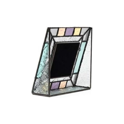  [아마존베스트]J Devlin Glass Art Colorful Glass Picture Frames Square 3x3 Photo Table Top Blue Peach Purple Turquoise Home Decor Family Baby Gift J Devlin Pic 372-33