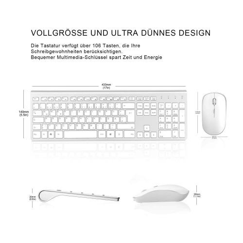  [아마존 핫딜]  [아마존핫딜]J JOYACCESS Tastatur und Maus,Funktastatur und Maus Set mit 500mAh Wiederaufladbarem Akku,Ultraduenne Schnurlose Tastatur Kabellose,Stabiler 2,4GHz,Egonomische Leise Maus fuer PC/Lap