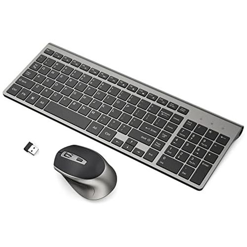  Wireless Keyboard Mouse Combo, J JOYACCESS Cordless Keyboard and Mouse Set, 2.4G Ergonomic Computer Keyboard Mouse for PC,Windows, Computer, Laptop, Desktop, Chromebook,Mac-Black G