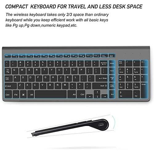  Wireless Keyboard Mouse Combo, J JOYACCESS Cordless Keyboard and Mouse Set, 2.4G Ergonomic Computer Keyboard Mouse for PC,Windows, Computer, Laptop, Desktop, Chromebook,Mac-Black G