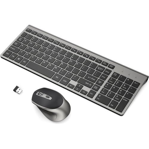  Wireless Keyboard Mouse Combo, J JOYACCESS Cordless Keyboard and Mouse Set, 2.4G Ergonomic Computer Keyboard Mouse for PC,Windows, Computer, Laptop, Desktop, Chromebook,Mac-Black G