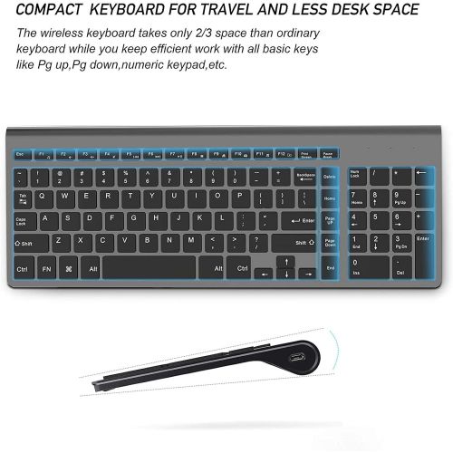  Wireless Keyboard Mouse Combo, J JOYACCESS Cordless Keyboard and Mouse Set, 2.4G Ergonomic Computer Keyboard Mouse for PC,Windows, Computer, Laptop, Desktop, Chromebook,Mac-Black G