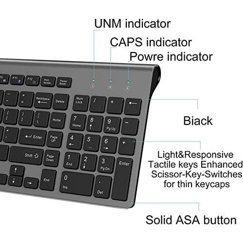  [아마존베스트]Wireless Keyboard, J JOYACCESS 2.4G Slim and Compact Wireless Keyboard for Computer,Laptop,Windows,PC,Desktop,Smart TV-Black and Grey