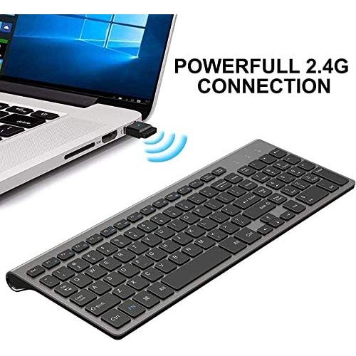  [아마존베스트]Wireless Keyboard, J JOYACCESS 2.4G Slim and Compact Wireless Keyboard for Computer,Laptop,Windows,PC,Desktop,Smart TV-Black and Grey