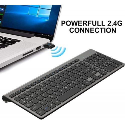  [아마존베스트]Wireless Keyboard, J JOYACCESS 2.4G Slim and Compact Wireless Keyboard for Computer,Laptop,Windows,PC,Desktop,Smart TV-Black and Grey