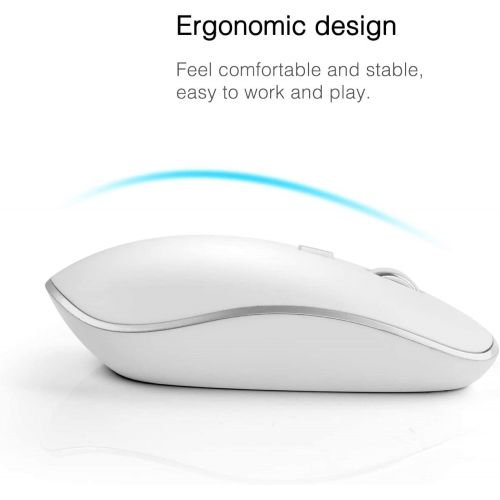  [아마존베스트]J JOYACCESS Wireless Keyboard and Mouse,JOYACCESS USB Slim Wireless Keyboard Mouse with Numeric Keypad Compatible with iMac Mac PC Laptop Tablet Computer Windows (Silver White)