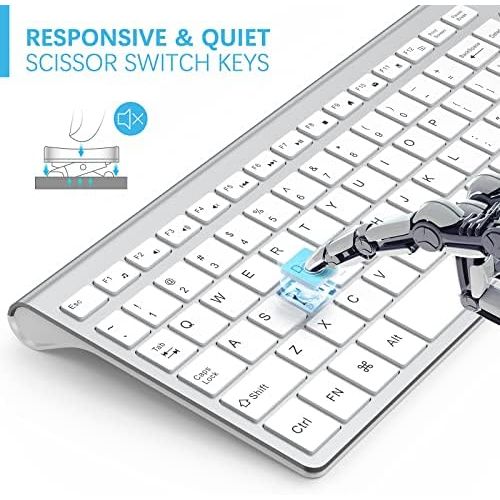  [아마존베스트]J JOYACCESS Wireless Keyboard and Mouse,JOYACCESS USB Slim Wireless Keyboard Mouse with Numeric Keypad Compatible with iMac Mac PC Laptop Tablet Computer Windows (Silver White)