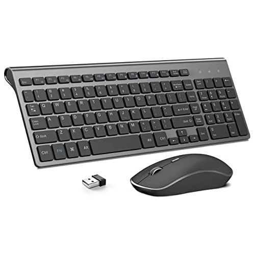  [아마존베스트]J JOYACCESS Wireless Keyboard Mouse, 2.4G Thin Wireless Computer Keyboard and Mouse, Ergonomic,Compact, Full Size Perfect (Black)