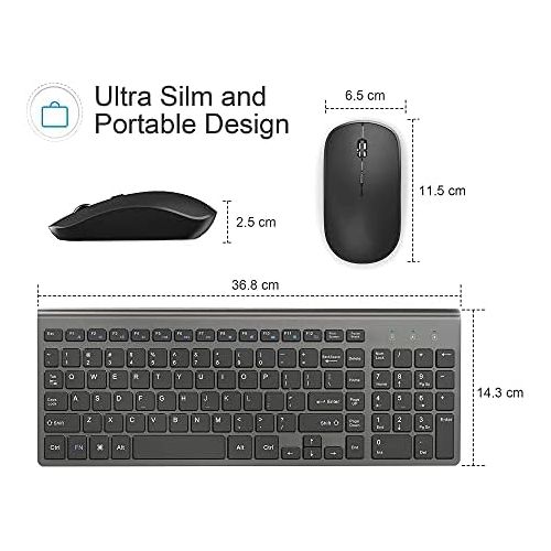  [아마존베스트]J JOYACCESS Wireless Keyboard Mouse, 2.4G Thin Wireless Computer Keyboard and Mouse, Ergonomic,Compact, Full Size Perfect (Black)