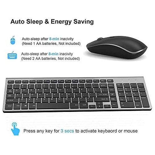  [아마존베스트]J JOYACCESS Wireless Keyboard Mouse, 2.4G Thin Wireless Computer Keyboard and Mouse, Ergonomic,Compact, Full Size Perfect (Black)