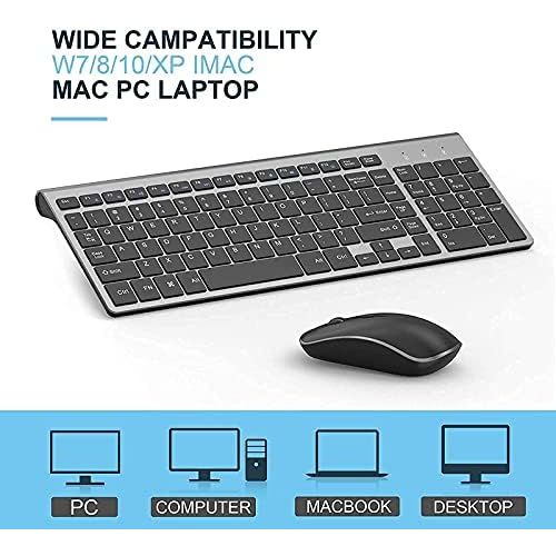  [아마존베스트]J JOYACCESS Wireless Keyboard Mouse, 2.4G Thin Wireless Computer Keyboard and Mouse, Ergonomic,Compact, Full Size Perfect (Black)