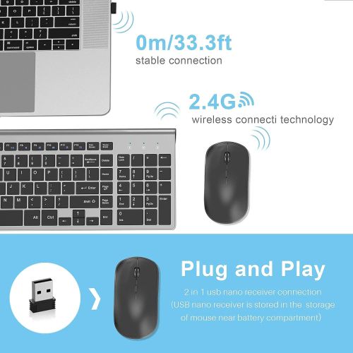  [아마존베스트]J JOYACCESS Wireless Keyboard Mouse, 2.4G Thin Wireless Computer Keyboard and Mouse, Ergonomic,Compact, Full Size Perfect (Black)