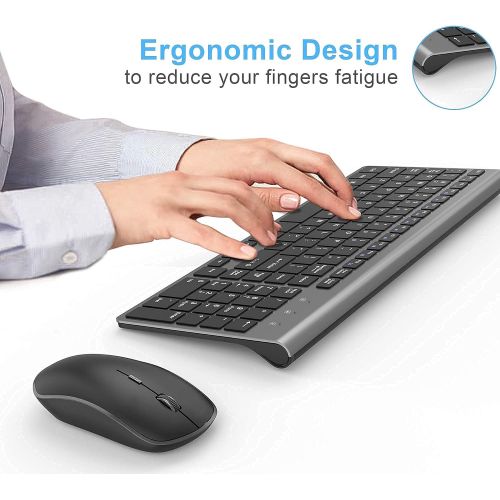  [아마존베스트]J JOYACCESS Wireless Keyboard Mouse, 2.4G Thin Wireless Computer Keyboard and Mouse, Ergonomic,Compact, Full Size Perfect (Black)