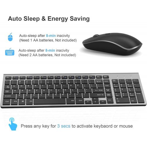  [아마존베스트]J JOYACCESS Wireless Keyboard Mouse, 2.4G Thin Wireless Computer Keyboard and Mouse, Ergonomic,Compact, Full Size Perfect (Black)