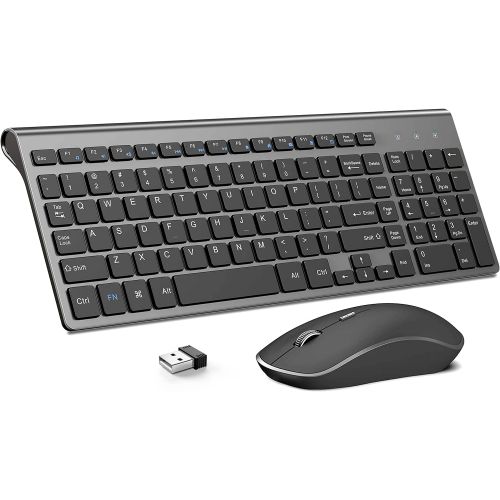  [아마존베스트]J JOYACCESS Wireless Keyboard Mouse, 2.4G Thin Wireless Computer Keyboard and Mouse, Ergonomic,Compact, Full Size Perfect (Black)