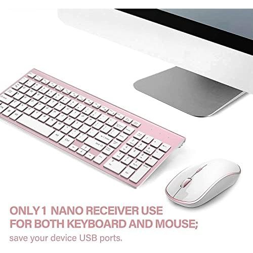  [아마존베스트]J JOYACCESS Wireless Keyboard and Mouse Combo, Stylish Compact Full-Size Keyboard and 2400 DPI Stream-line Optical Mouse for PC, Desktop, Computer, Notebook, Laptop, Windows XP/Vista/7/8/10 by