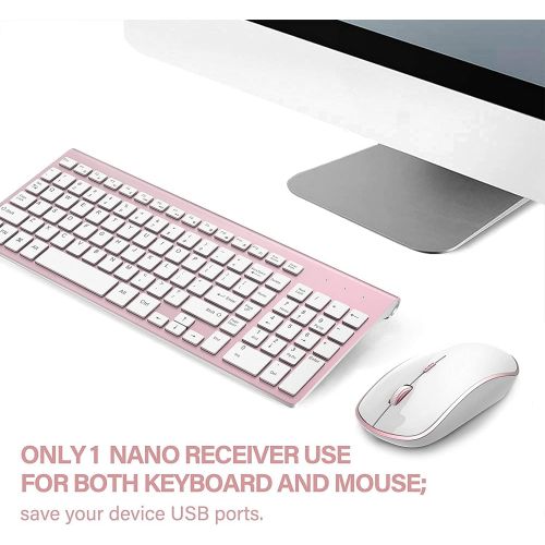  [아마존베스트]J JOYACCESS Wireless Keyboard and Mouse Combo, Stylish Compact Full-Size Keyboard and 2400 DPI Stream-line Optical Mouse for PC, Desktop, Computer, Notebook, Laptop, Windows XP/Vista/7/8/10 by