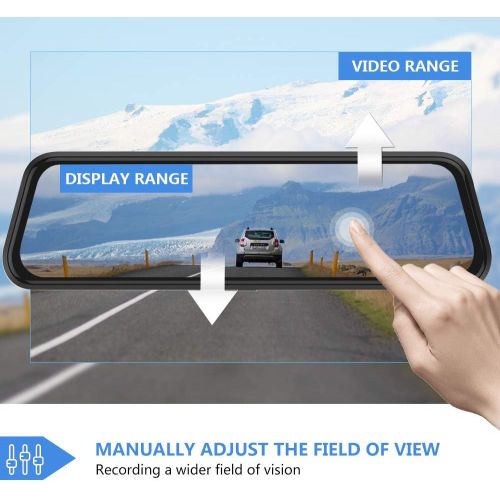  [아마존 핫딜] J Junsun Backup Camera 10 inch Mirror Dash Cam Dual Lens Front Rear Dash Camera 1080P Full Touch Screen Video Streaming Rear View Mirror Loop Recording, Parking Monitor, Night Vision, Water