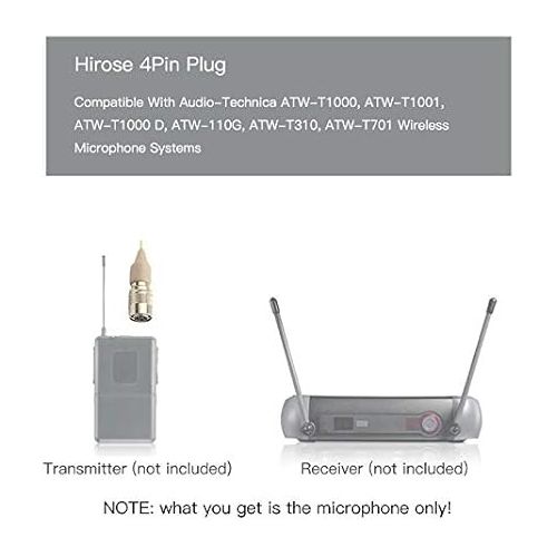  J K Pro Light Weight Low Profile Single Earhook Headworn Microphone MIC-J S90 Compatible with Audio Technica Wireless Transmitter - 4Pin Hirose Connector