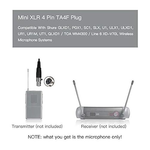  J K Pro Lavalier Lapel Microphone MIC-J 017 Unidirectional Condenser Microphone Compatible with Shure Wireless Transmitter Mini XLR Ta4f Plug