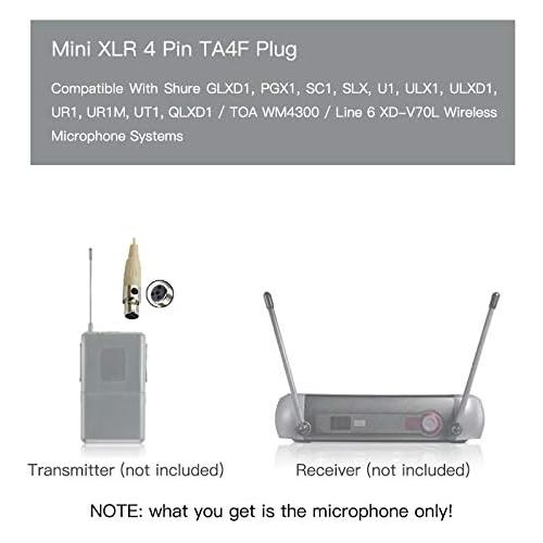  Pro Earhook Headset Headworn Omnidirectional Microphone JK MIC-J 060 Compatible with Shure Wireless Transmitter - Mini XLR TA4F Plug