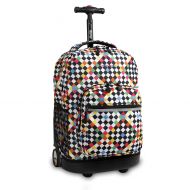 J World New York Sunrise Rolling Backpack, Checkers, One Size