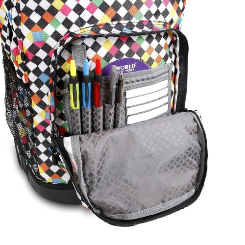  J World New York Sunrise Rolling Backpack, Checkers, One Size