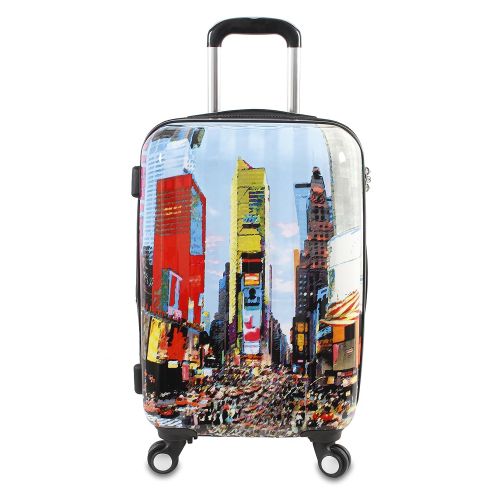  J World New York Art Polycarbonate Carry-on Luggage, Time Square