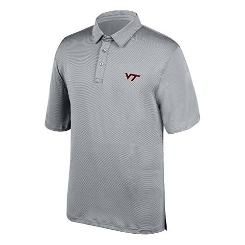  J. America NCAA Mens Virginia Tech Hokies Yarn Dye Striped Team Polo Shirt, X-Large, Cement