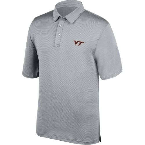  J. America NCAA Mens Virginia Tech Hokies Yarn Dye Striped Team Polo Shirt, X-Large, Cement