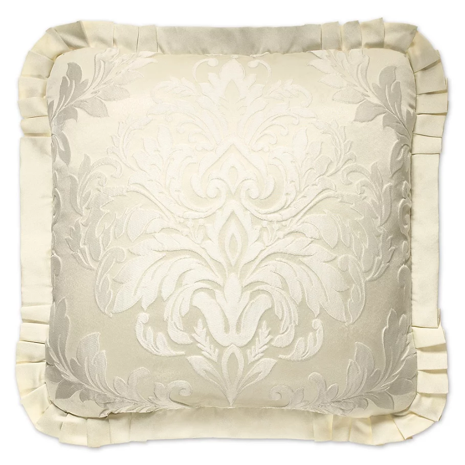 J. Queen New York Marquis Square Throw Pillow in Ivory