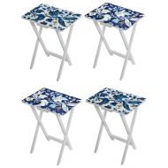 J. Thomas Blue Floral, Set of Four, Foldable TV Tray Tables