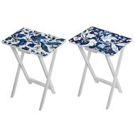 J. Thomas Blue Floral, Set of Two, Foldable TV Tray Tables