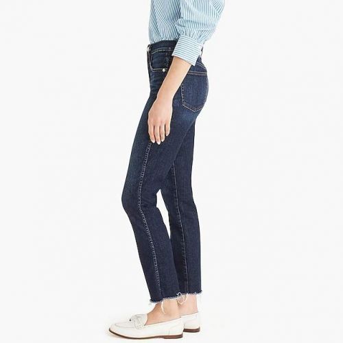 제이크루 J.Crew Vintage straight jean in faded midnight with raw hems