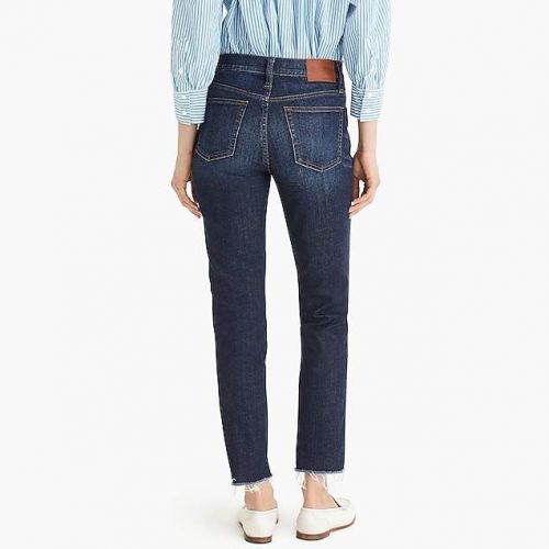 제이크루 J.Crew Vintage straight jean in faded midnight with raw hems