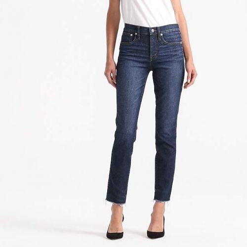 제이크루 J.Crew Vintage straight jean in faded midnight with raw hems