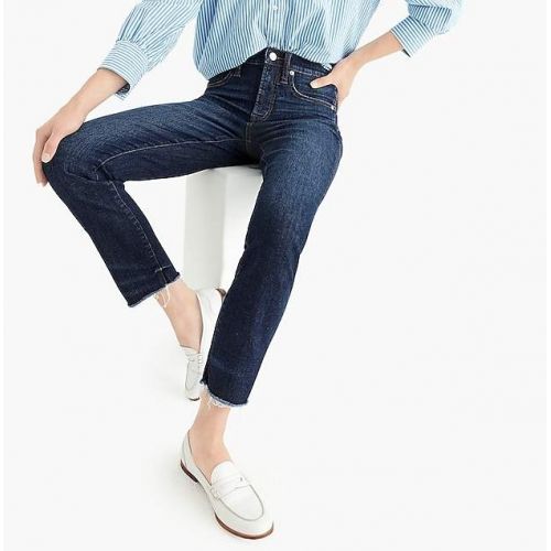 제이크루 J.Crew Vintage straight jean in faded midnight with raw hems