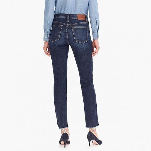 제이크루 J.Crew Vintage straight jean in faded midnight with raw hems