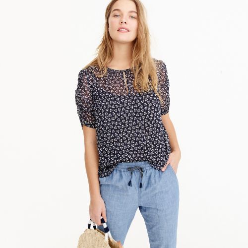 제이크루 Jcrew Ruched-sleeve top in sparkle floral