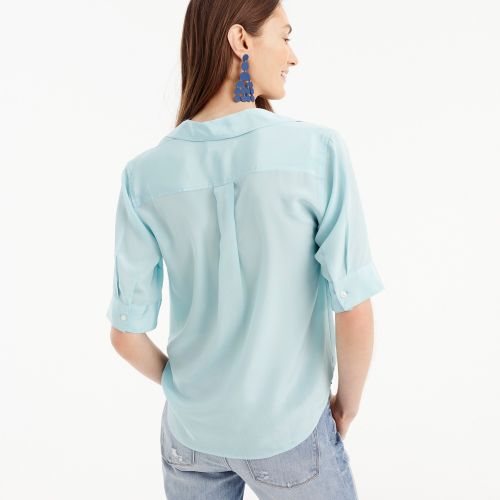 제이크루 Jcrew Short-sleeve button-up shirt in silk