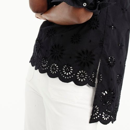 제이크루 Jcrew Petite funnelneck shirt in eyelet